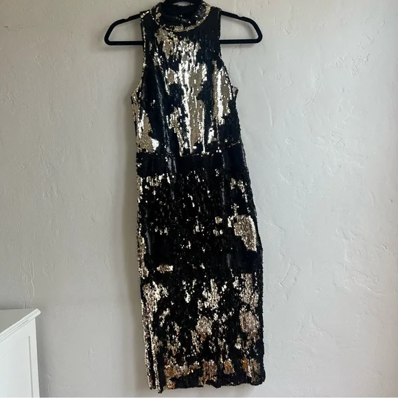 zara black gold sequin dress Zara Sequin Mini Dress – Curvy Girl Styles Boutique main image 1